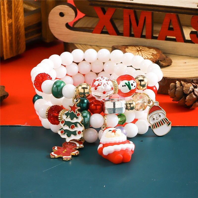 Santa Claus Christmas Tree Snowman Bracelet Set