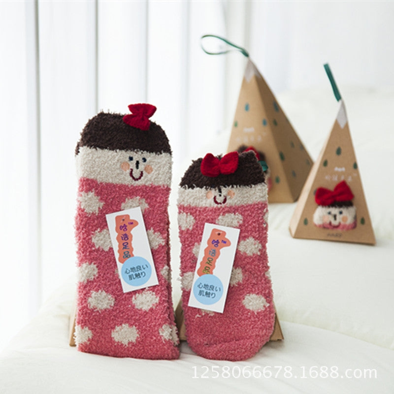 Winter Coral Fleece Christmas Socks