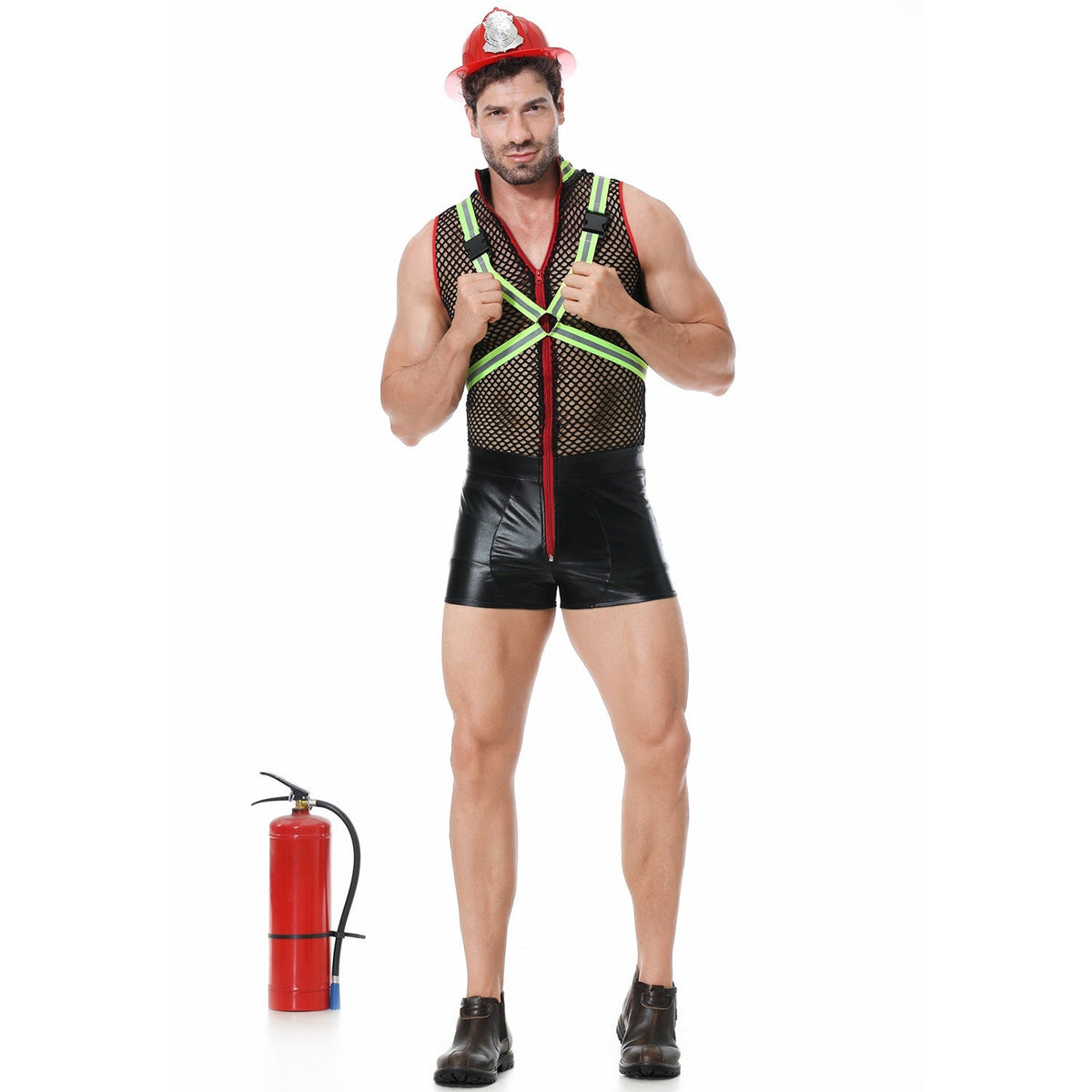Firefighter Costume Role Play Reflective Mesh Cosplay For Men