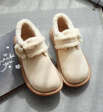 Velcro Warm Wool Flats Casual Suede Shoes for Women