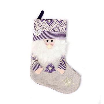 Purple Cartoon Christmas Stocking Gift Bag
