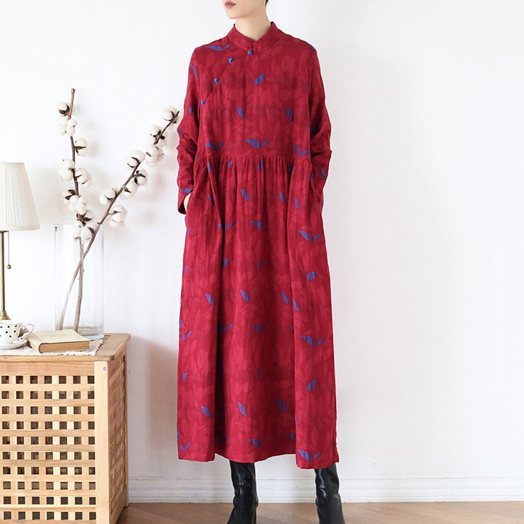 Babakud Women Autumn Ethnic Cotton Linen Dress
