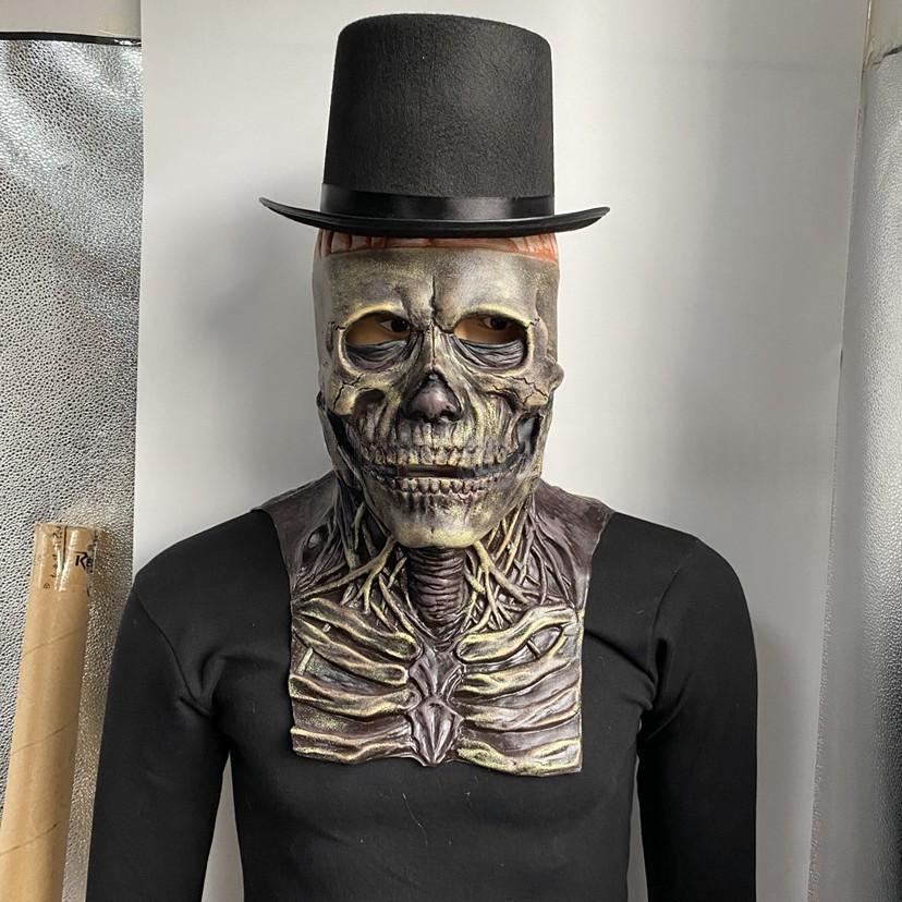 Halloween Moving Mouth Skull Mask Full Head Bone
