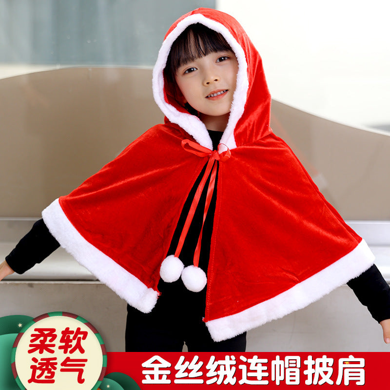 Christmas Velvet Cape Children's Performance Costume Wholesale