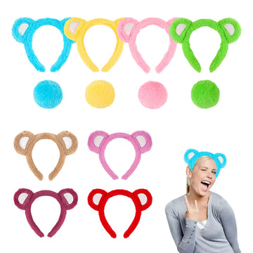 5pcs/Set Halloween Animal Headband Bear Ears Strawberry Bear Plush Nose Set