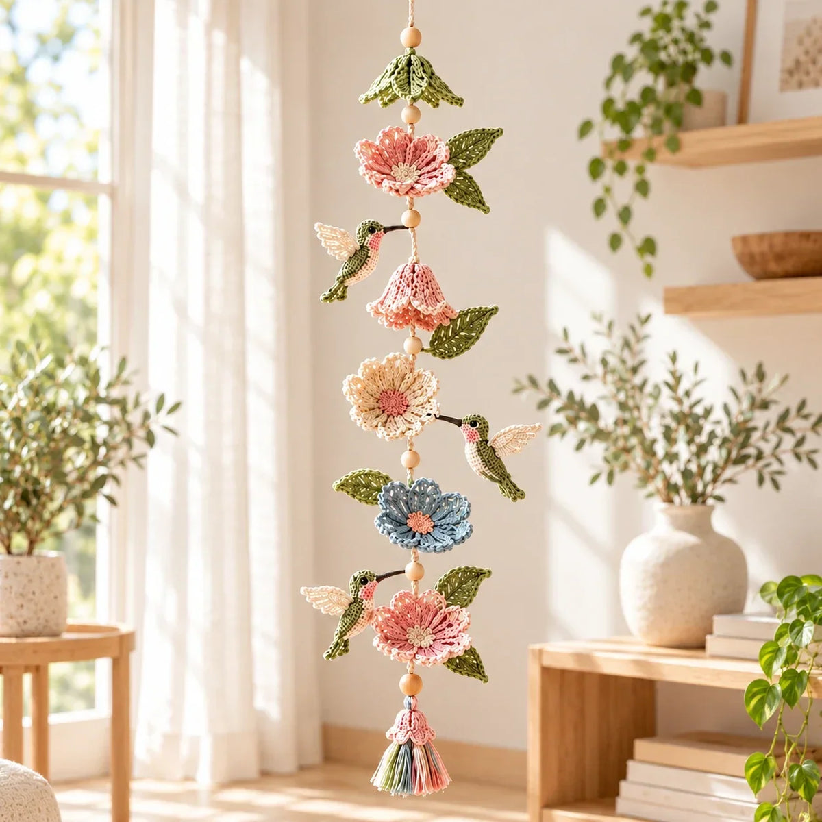 Crochet Hummingbird Flower Garland