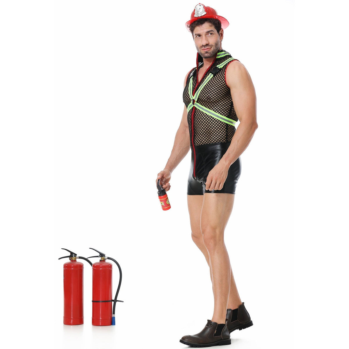 Firefighter Costume Role Play Reflective Mesh Cosplay For Men