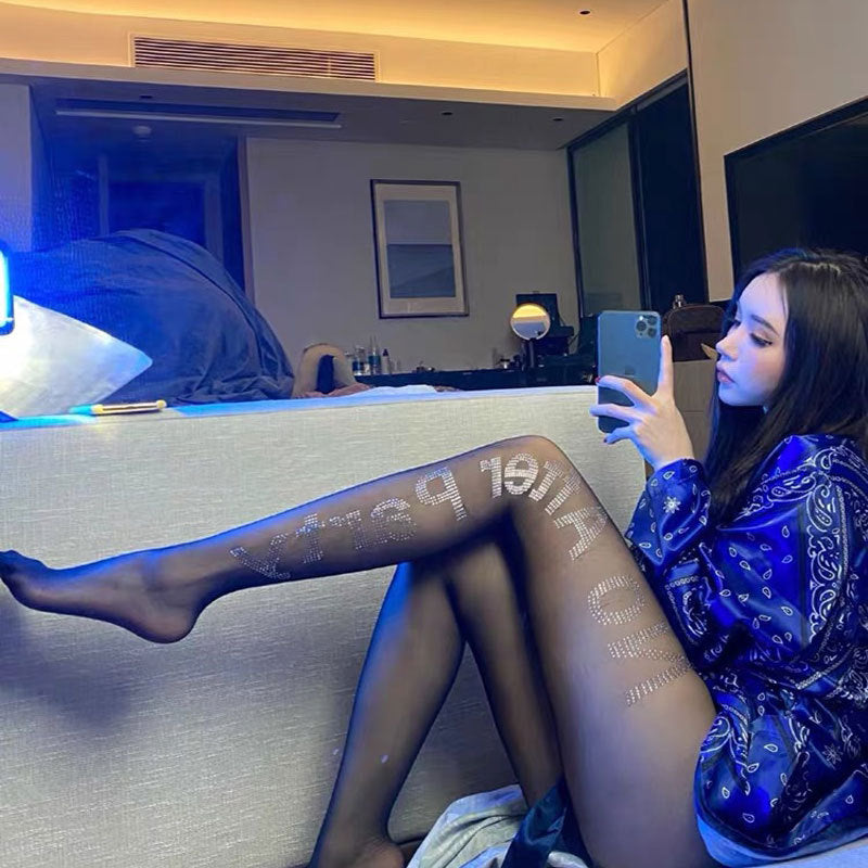 "No After Party"LETTER PRINTING PANTYHOSE