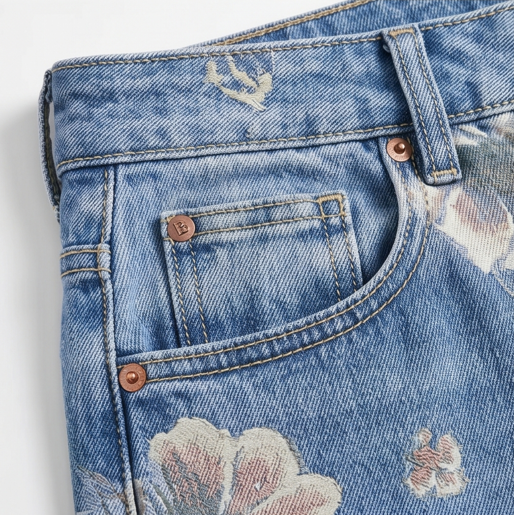 Women's Floral Print Wide-Leg Jeans