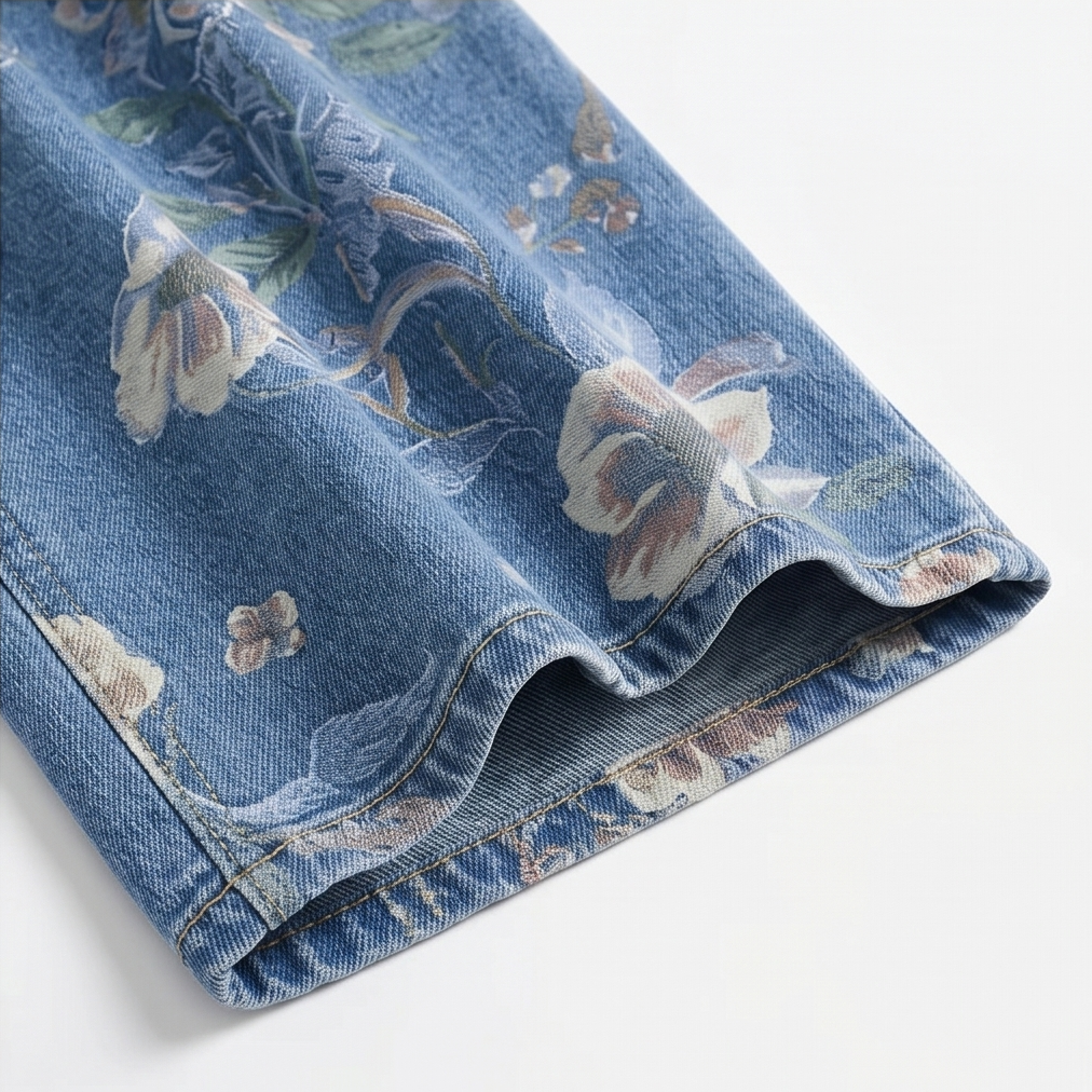 Women's Floral Print Wide-Leg Jeans