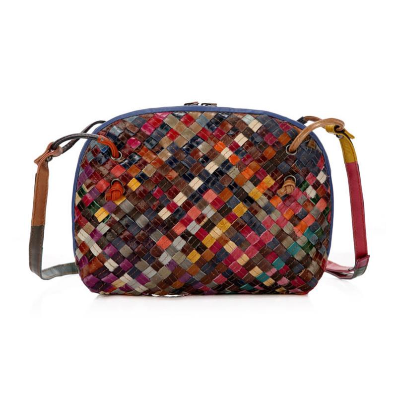 Genuine Leather Handbag Shoulder Hand-Woven Ladies Bag