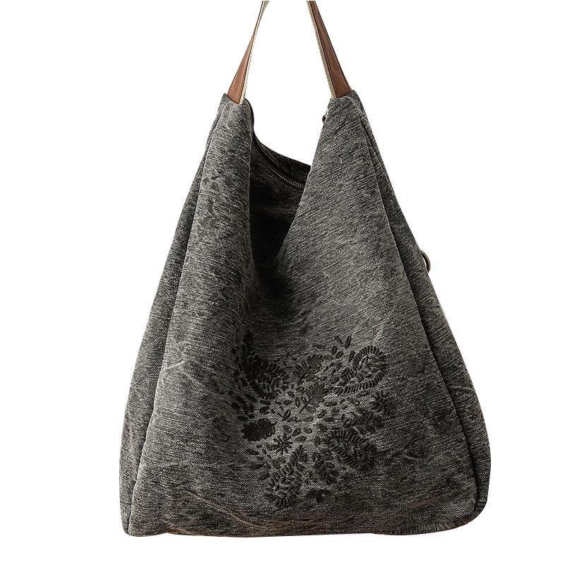 Handmade Mbroidery Large-capacity Canvas Shoulder Bag