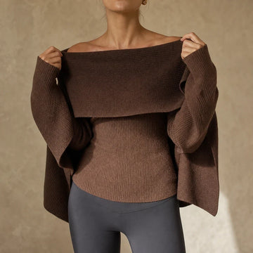 Ribbed Convertible Knit Capelet Top
