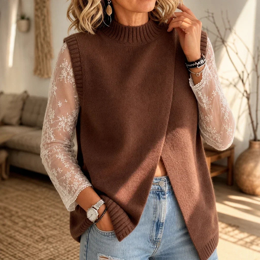 Floral Lace Mock-Neck Long-Sleeve Top