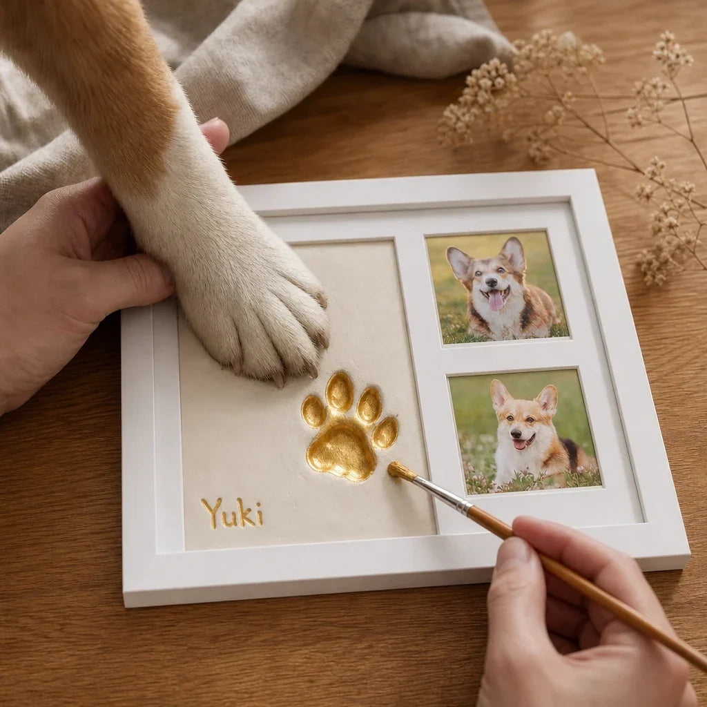 Three-Window Paw Print Frame