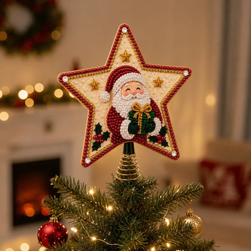 Santa Diamond Painting Christmas Tree Topper