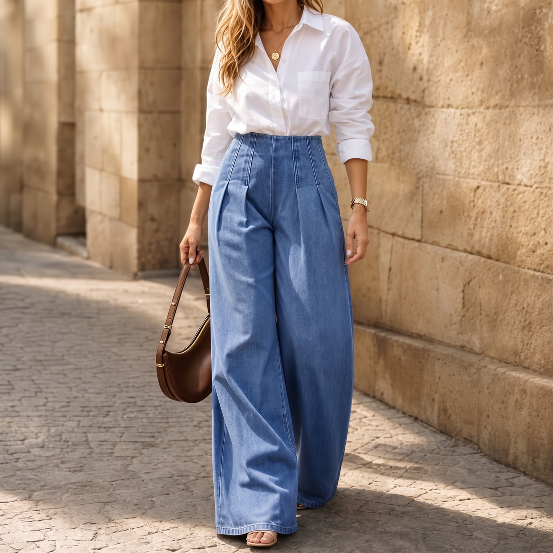 High-Waisted Wide-Leg Jeans