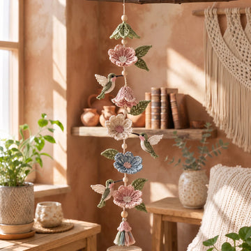 Crochet Hummingbird Flower Garland