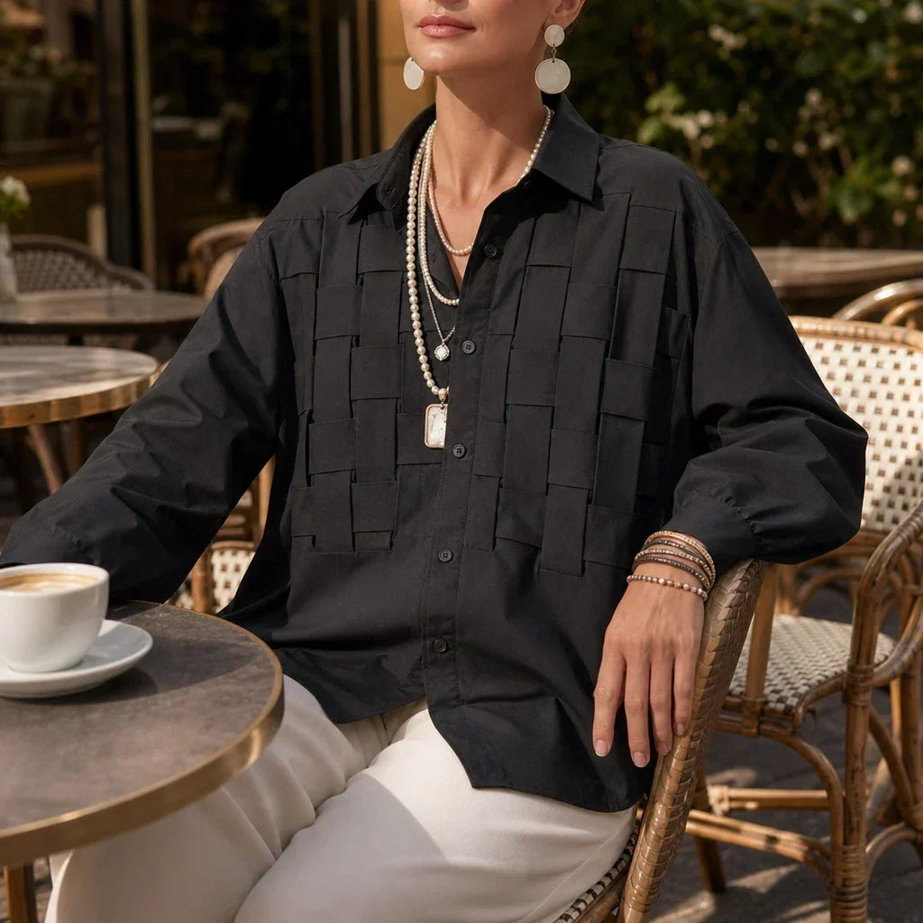 Check Long-Sleeve Blouse