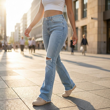 High Waist Ripped Flare Jeans