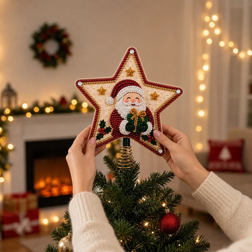 Santa Diamond Painting Christmas Tree Topper