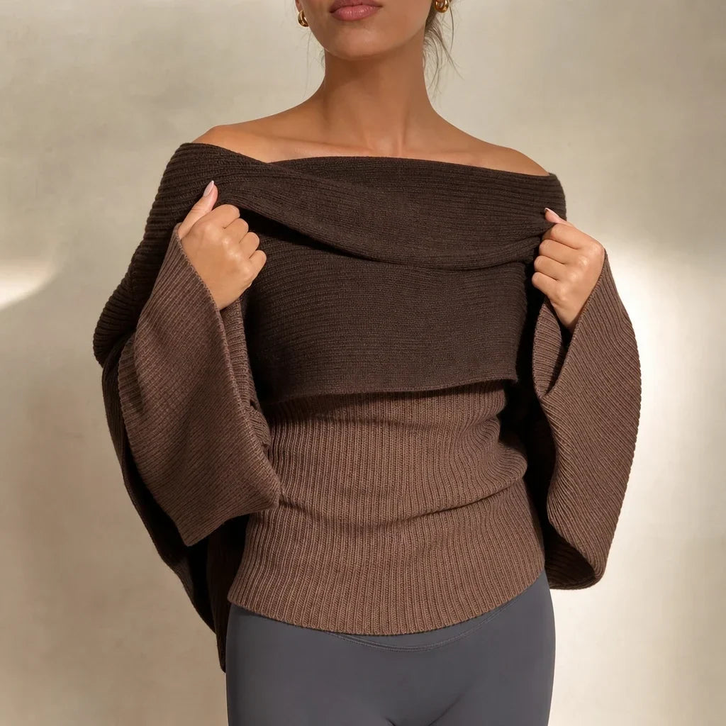Ribbed Convertible Knit Capelet Top