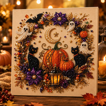 Halloween Pearl-like Bead Craft Kit, Cozy Wall Art DIY