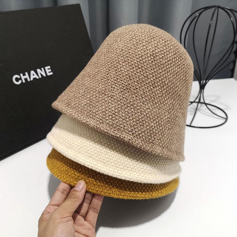 Knitted Solid Color Cotton And Linen Bucket Hat