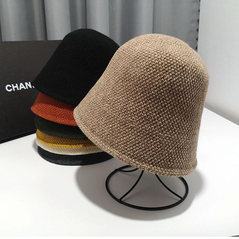 Knitted Solid Color Cotton And Linen Bucket Hat