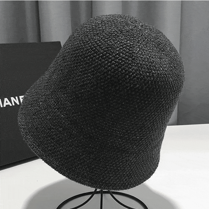 Knitted Solid Color Cotton And Linen Bucket Hat