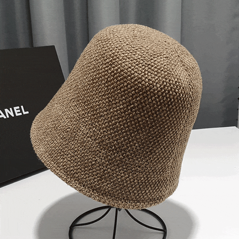 Knitted Solid Color Cotton And Linen Bucket Hat