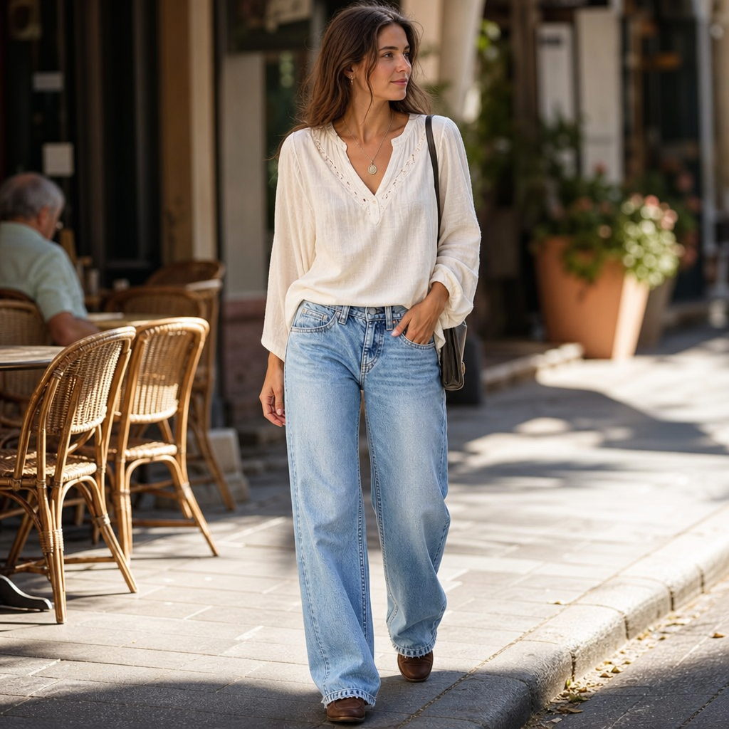 Women's High Elastic Wide Leg Denim Jeans