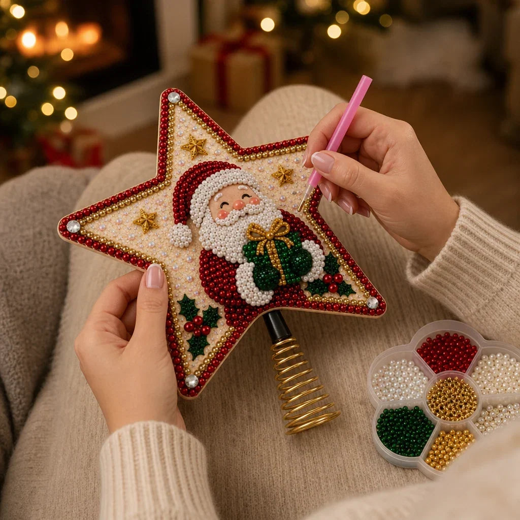 Santa Diamond Painting Christmas Tree Topper