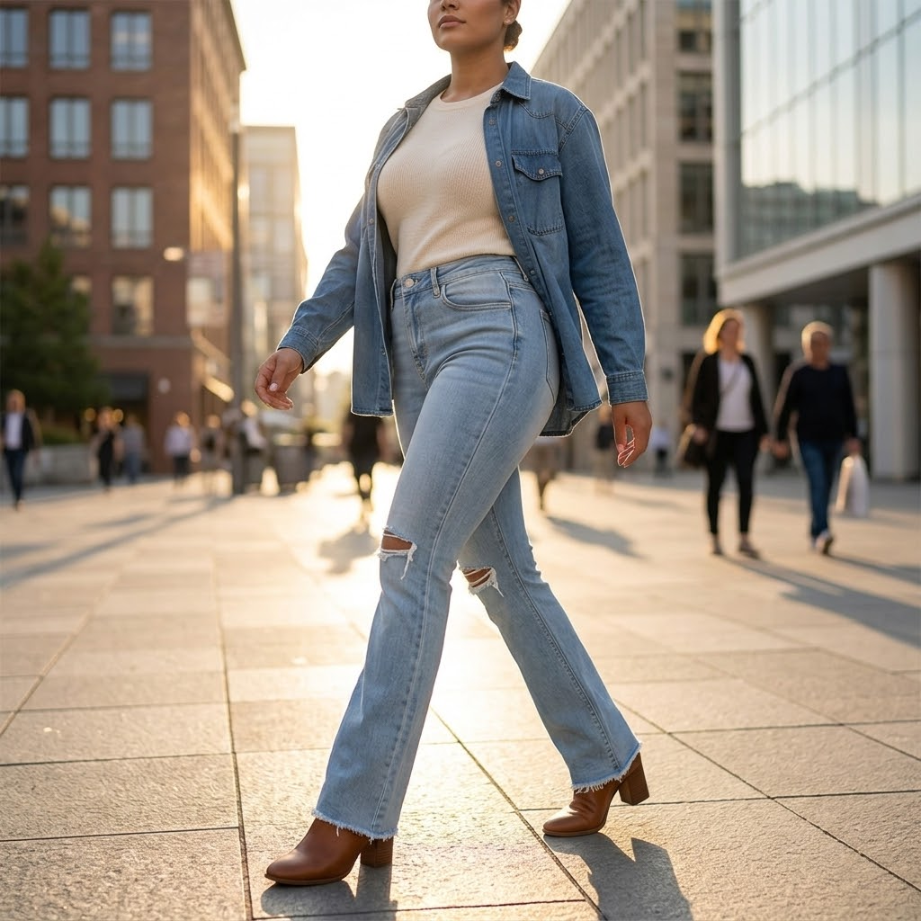 High Waist Ripped Flare Jeans