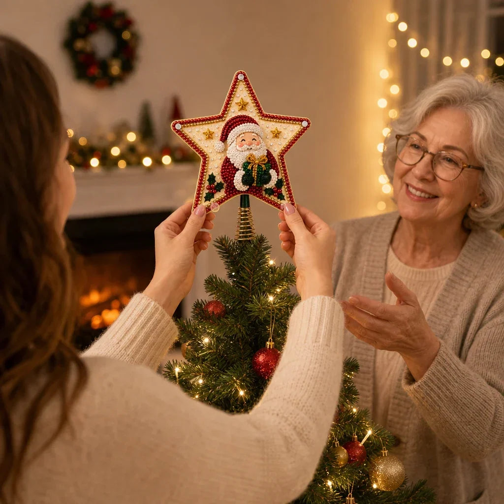 Santa Diamond Painting Christmas Tree Topper