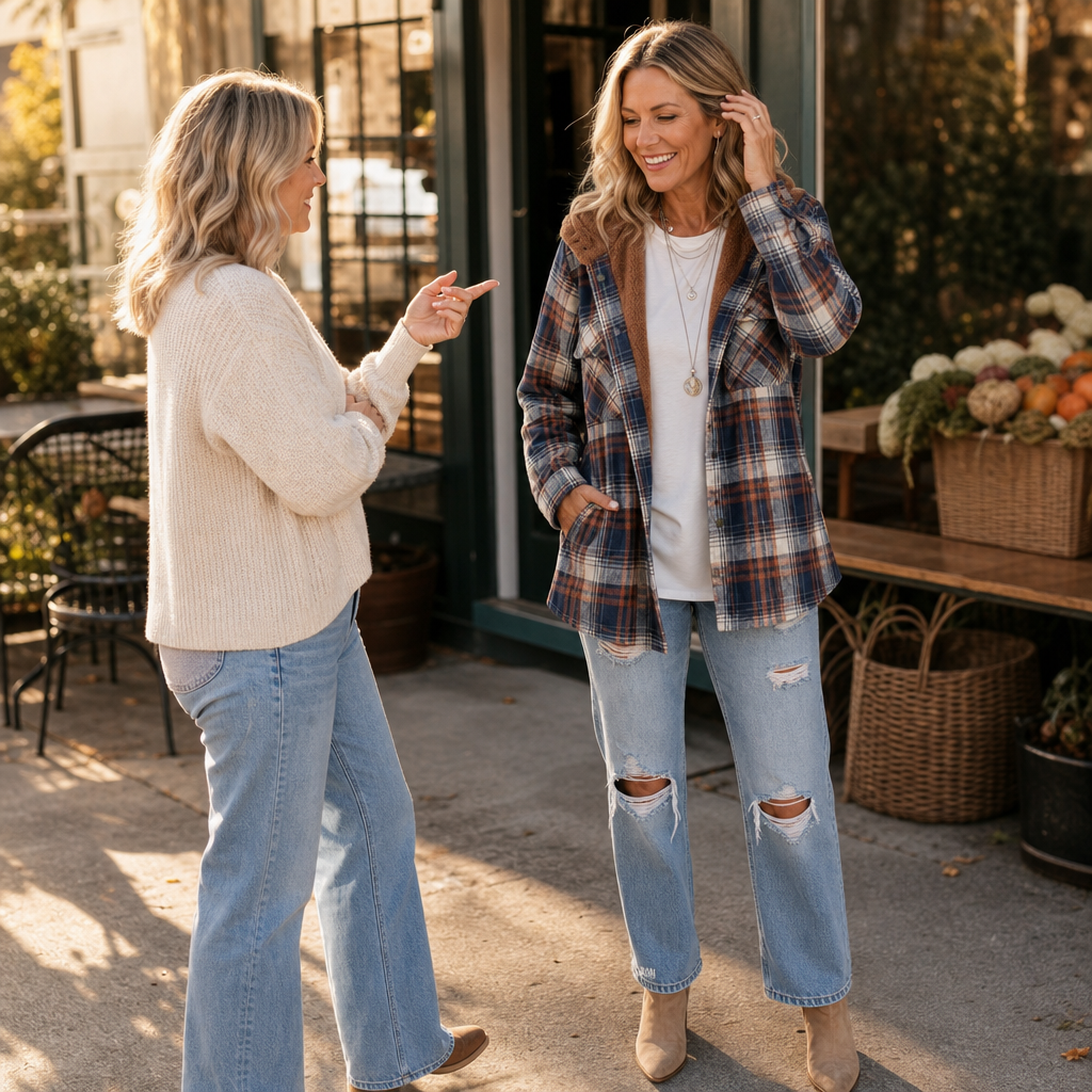 Sherpa-Lined Plaid Flannel Shacket