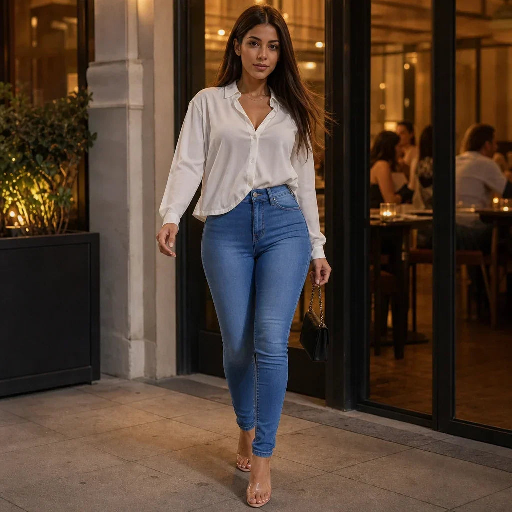 High-Waisted Stretch Skinny Jeans