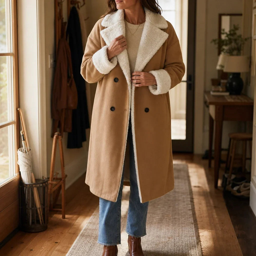 Camel Sherpa-Lined-Look Winter Coat