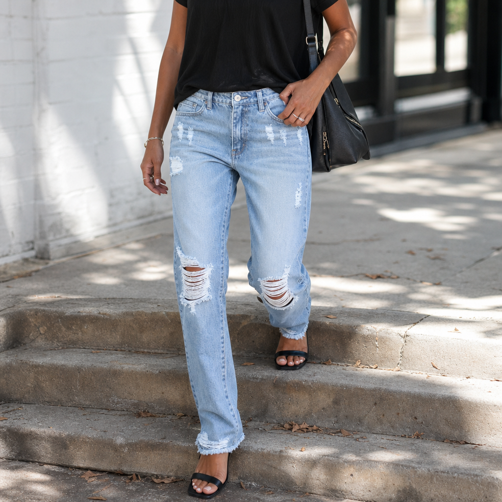 Distressed Ripped Denim Jeans