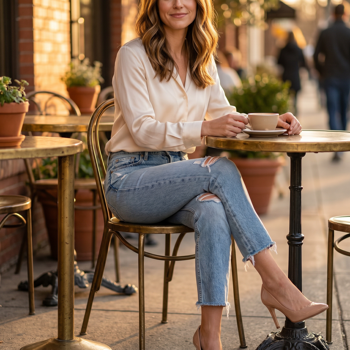 Women's Frayed Hem 7/8 Jeans