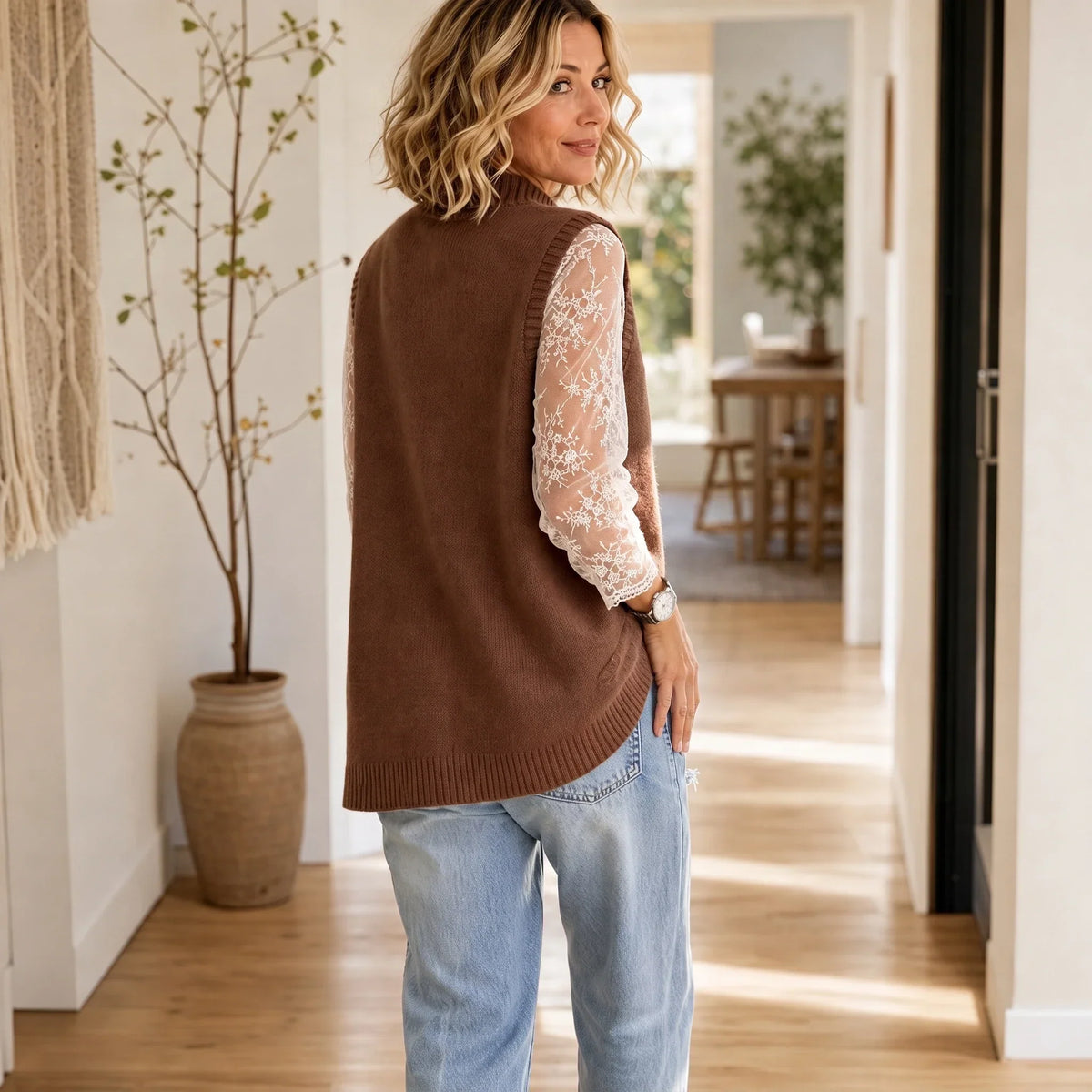 Floral Lace Mock-Neck Long-Sleeve Top