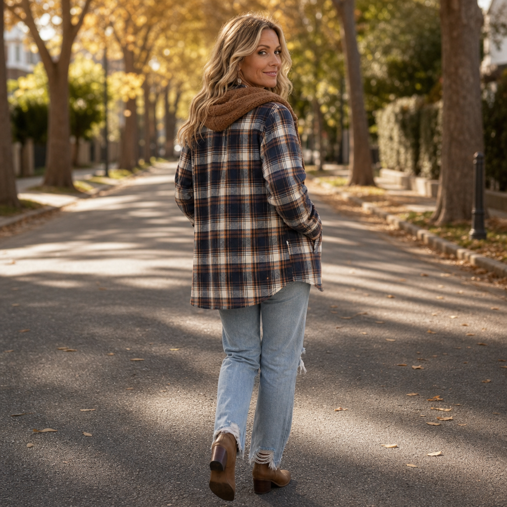 Sherpa-Lined Plaid Flannel Shacket