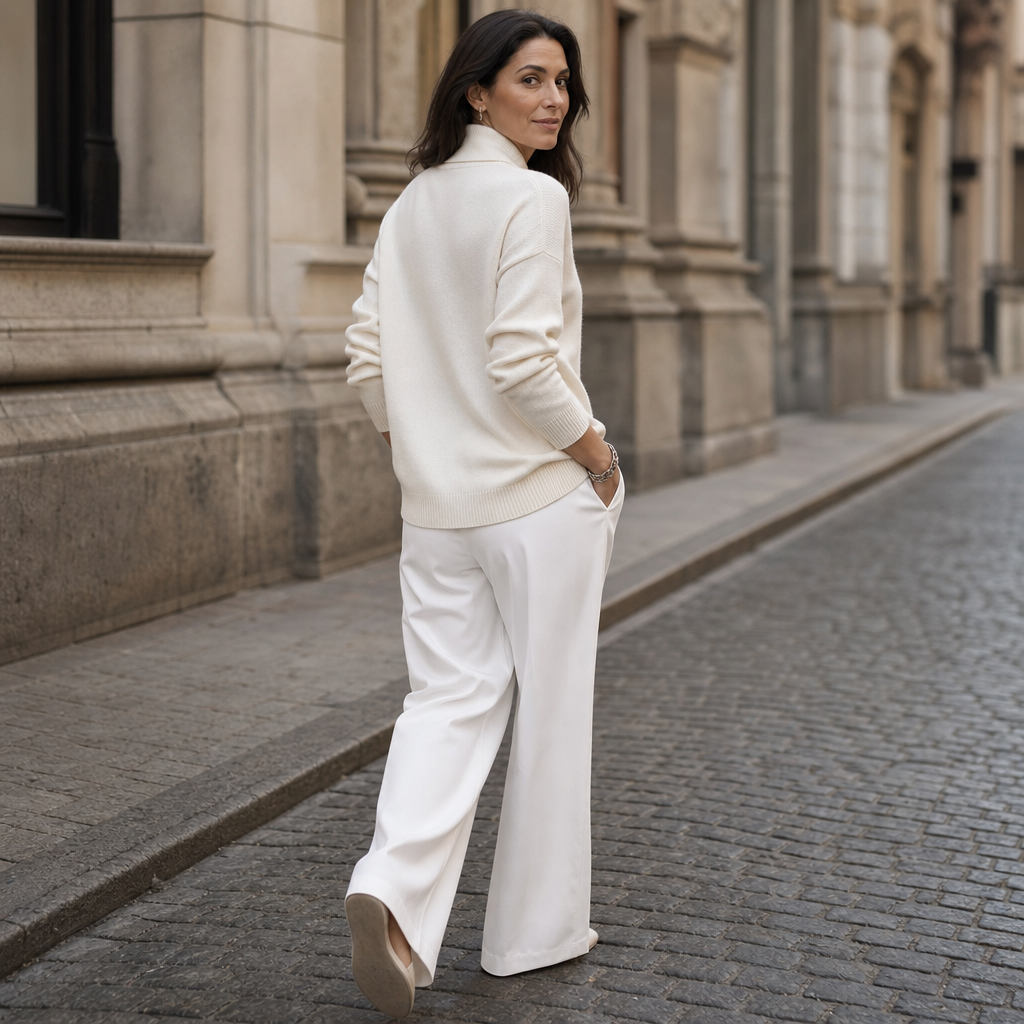 Draped Shawl-Collar V-Neck Sweater