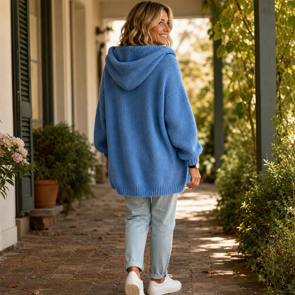 Chunky Rib-Knit Hooded Cardigan