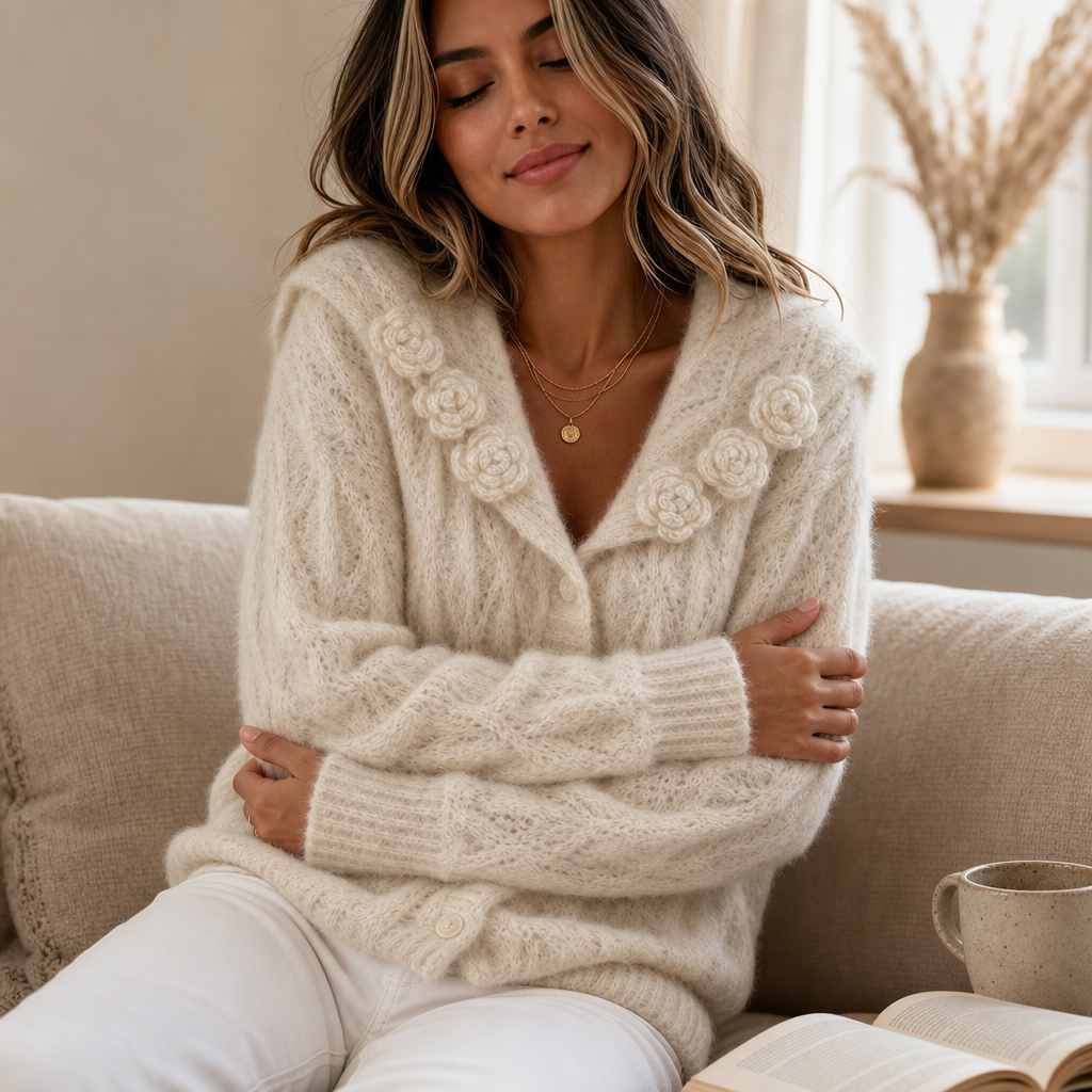 Sailor Collar Crochet Knit Cardigan