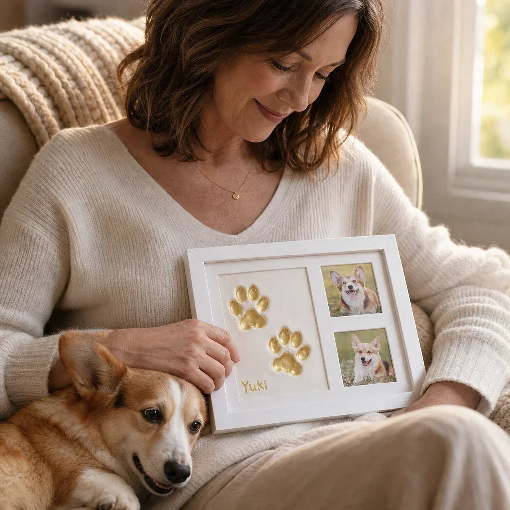 Three-Window Paw Print Frame