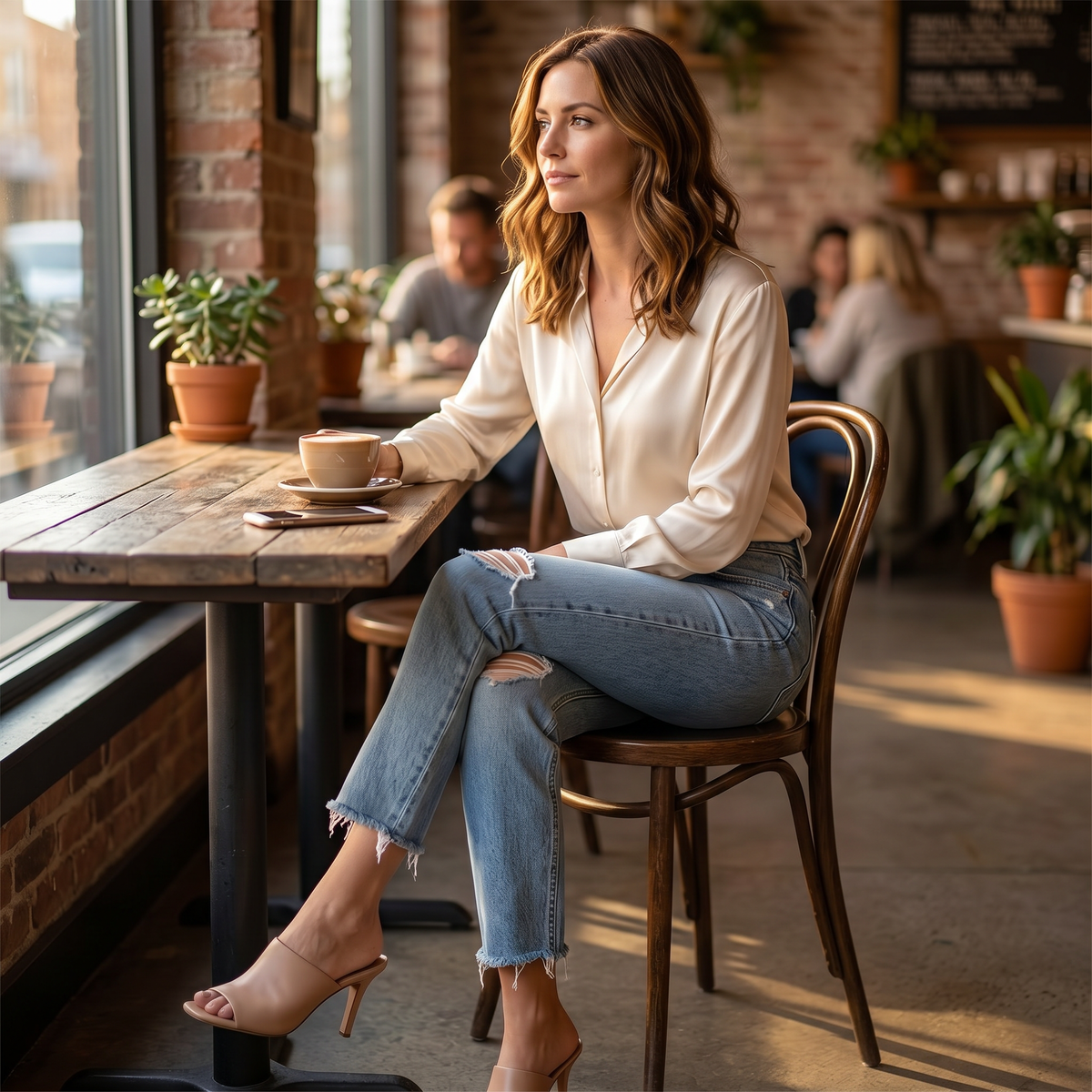 Women's Frayed Hem 7/8 Jeans
