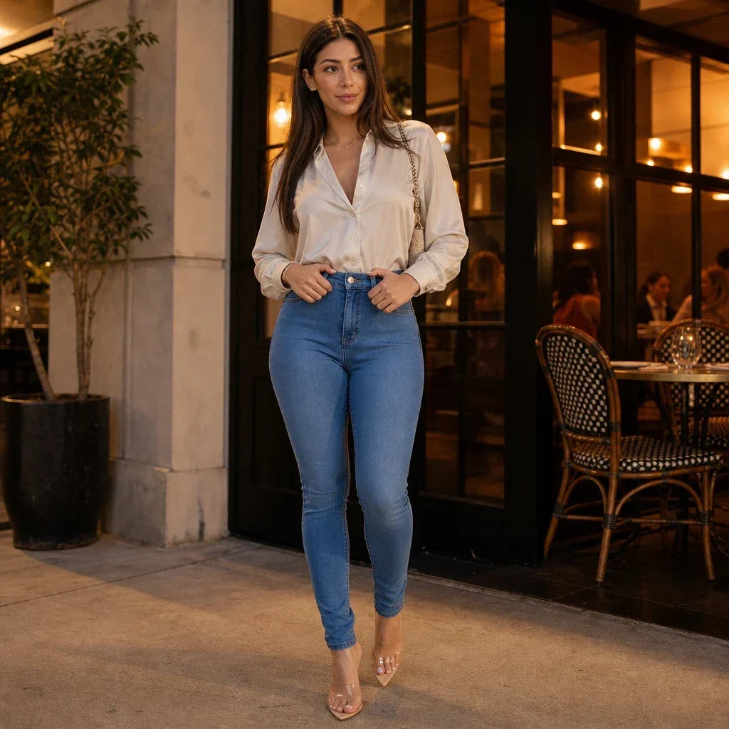 High-Waisted Stretch Skinny Jeans
