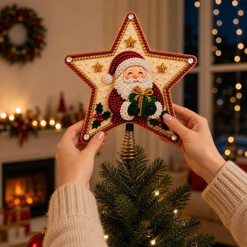 Santa Diamond Painting Christmas Tree Topper