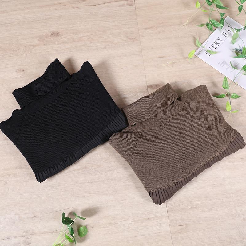 Loose Pleated Stitching Knitted Turtleneck Sweater